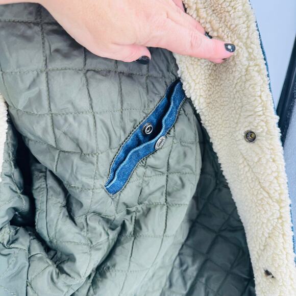 Vintage GAP Sherpa Lined Denim Jacket XL Oversized Jean Coat Western 90s - Picture 7 of 10